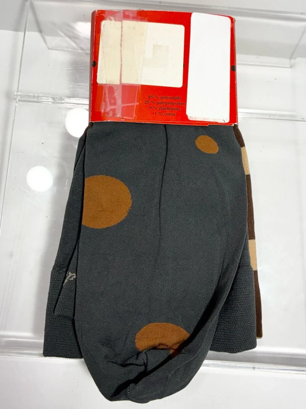 Berthe France Asymmetric Polka Dot Stripe Opaque Tights Size 3/4 (M/L)